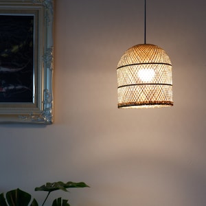S size) Bamboo Pendant Light, Round pendant, Hanging light, Bamboo Lamp, Room lights