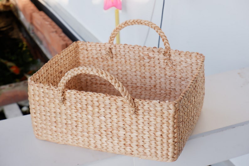 Custom basket, Large Square Storage Basket, Water hyacinth basket, Basket, Hyacinth basket, Hamper Basket, storage basket image 2