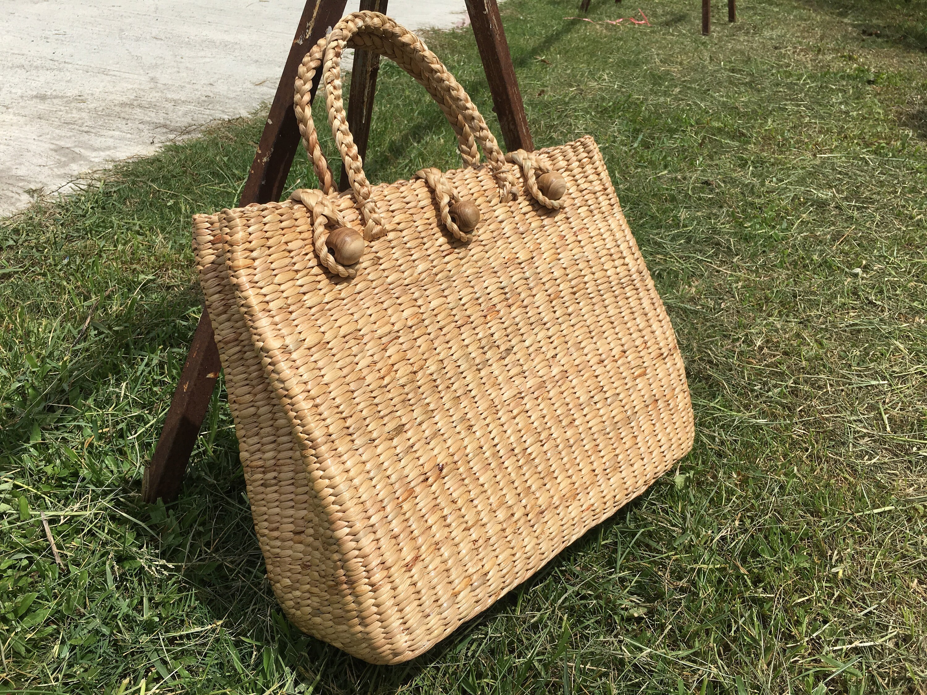 Handwoven Water Hyacinth Beach Tote Bag: Large Summer Straw Bag - Etsy