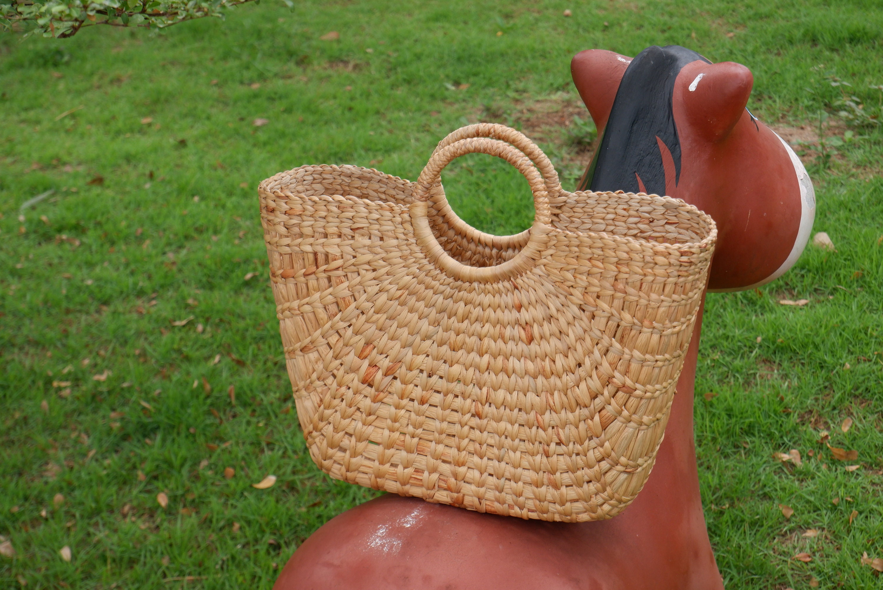 Handcrafted Water Hyacinth Beach Bag With Tassel - Etsy