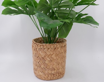 Handmade Water Hyacinth Basket: Bohemian Woven Plant Pot