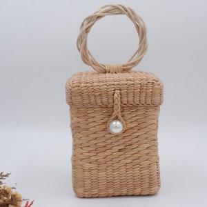 saco de cesta de palha, saco de vime, saco de ervas marinhas, cesta natural feita à mão, saco de palha tecido, Water Hyancith, saco de praia de palha, bolsa de ervas marinhas