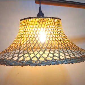 S M Size) Bamboo Lampshade, Pendant Ceiling Shade, Bamboo Pendant Light, Wicker Light, Handmade Bamboo Lampshade