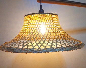 Handmade Bamboo Lampshade: Wicker Pendant Light, Thai Artisan Decor (S/M)