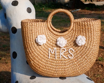 Monogram Straw Mrs. Bag: Bridal Party Gift Tote