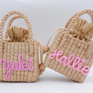 Pink Kids bag, toddler bag with name, name girls purse, personalized bags, pompoms bag, little girl purse, purse for kids, Gifts for Kids