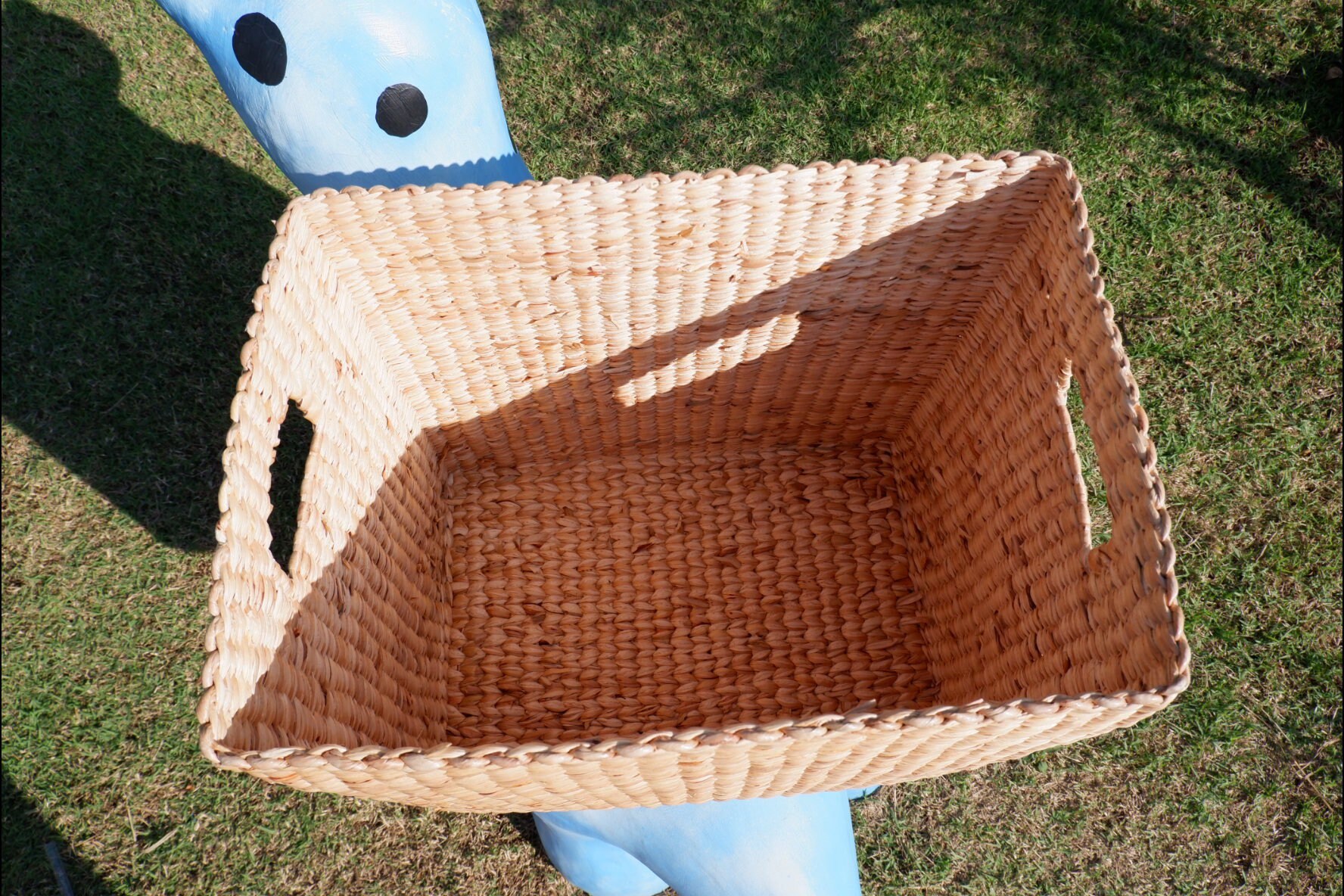 Cestini In Vimini Intrecciati A Mano In Giacinto D'Acqua, Rettangolari Con Manici In Legno, Confezione Da 2 – Perfetti Per Asciugamani, Frutta E Verdura - 3