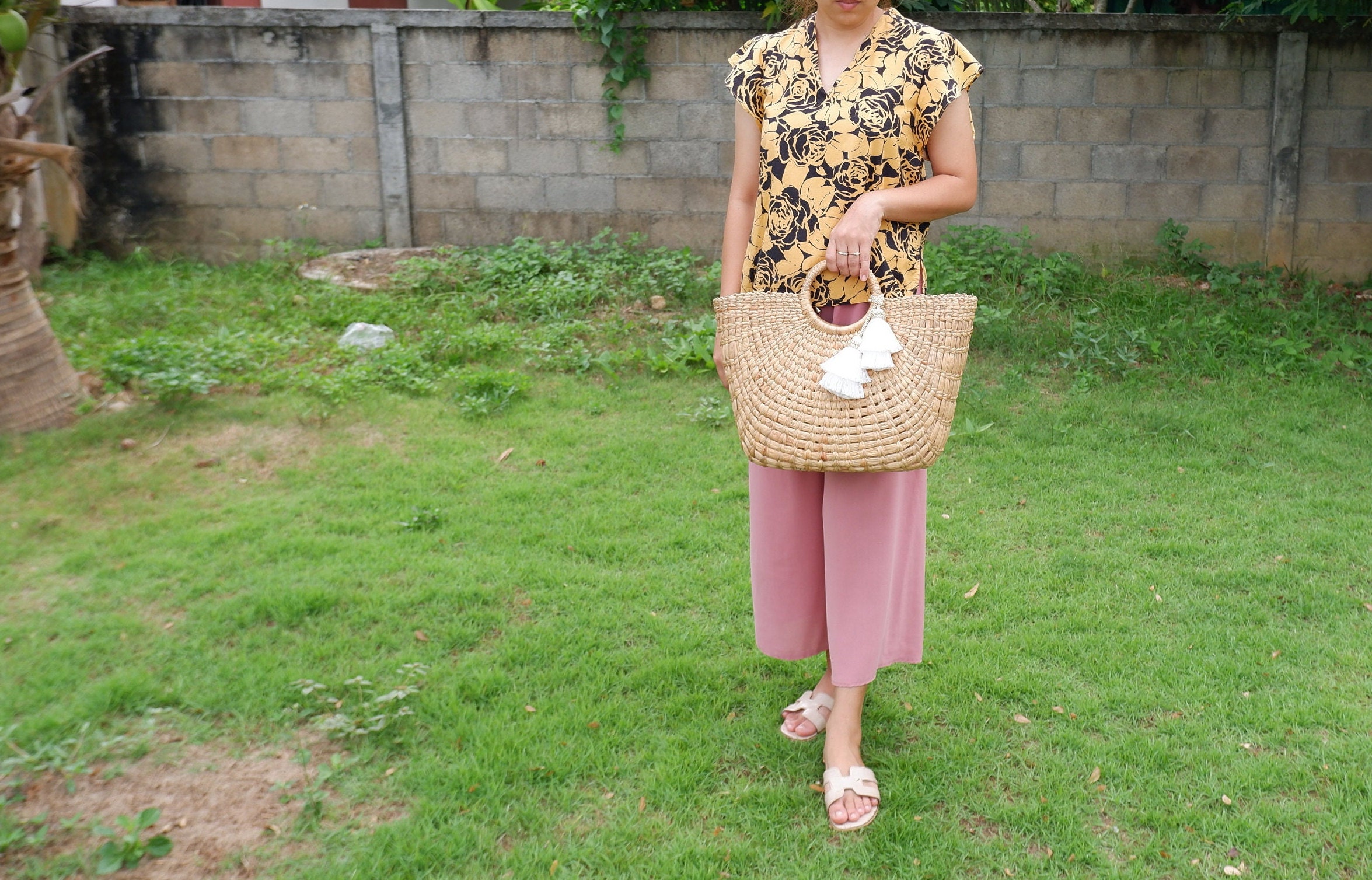 Handcrafted Water Hyacinth Beach Bag With Tassel - Etsy