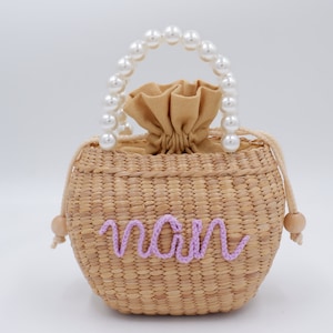 kids purse, kids bag, Pearl handbag girl gift, personalized straw bag, kids fashion, children’s bag, bag girl, girls mini purse, girls purse