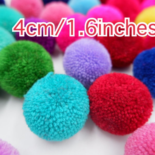 4cm 1.6 inches pom pom yarn, Large Pompoms, pom embellishments, Craft Supplies, Handmade Pompoms, yarn pompom, Hat making & hair crafts