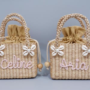 Personalized Straw Purse for Girls: Custom Name, Woven Kids Bag