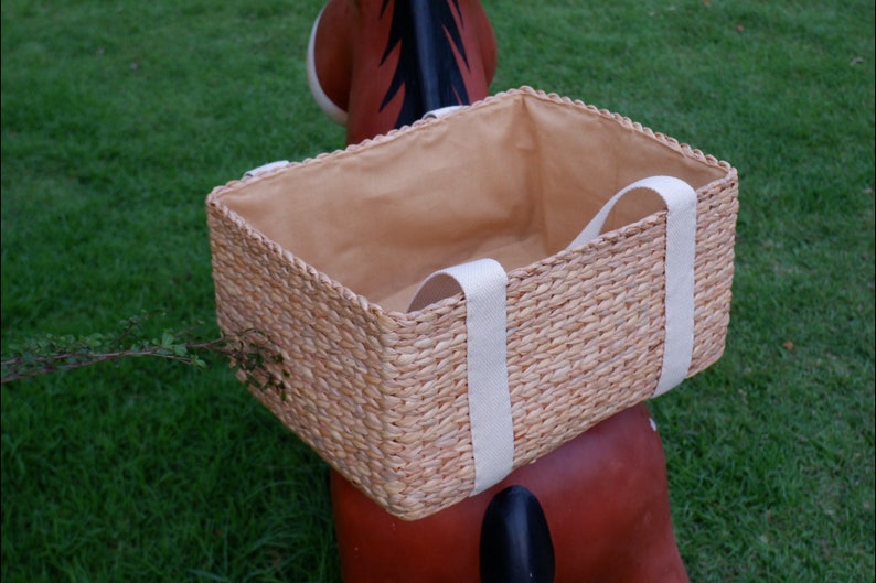 Large wicker tote, Picnic Basket, Seagrass Basket, Wicker Bag, Wicker Basket, Water hyacinth Storage Basket, Customized Storage Basket image 5