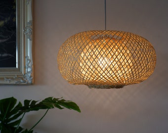 Handmade Rattan Pendant Light, Woven Bamboo Lampshade (M Size)