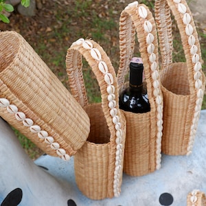 woven wine bottle holder, wicker bottle holder, wine racks, wine storage