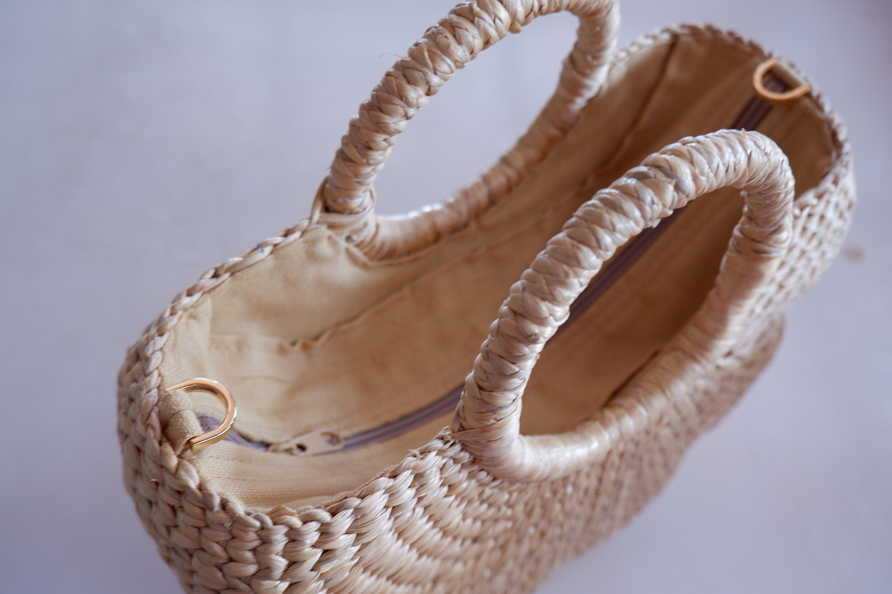Flower Straw Bag: Handmade Water Hyacinth Basket Bag - Etsy Australia