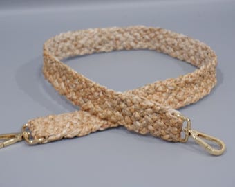 Length 85cm Woven Water Hyacinth Bag Strap, Removable Striped Crossbody