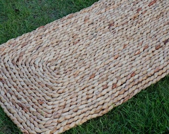 Handmade Natural water hyacinth Rug, Hand woven Seagrass Area, Jute Carpet Hall Runner(120x45x2cm)