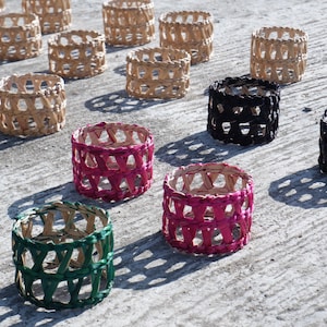12 pieces Custom Vintage Woven Wicker Wrapped Glass, Woven Seagrass Coasters (only seagrass wrapped without glass)