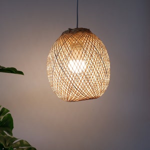 S size) Bamboo Pendant Light, Ceiling Lights, Pendant Lights, Light Fixtures, Round pendant, Hanging light, Bamboo Lamp, Room lights