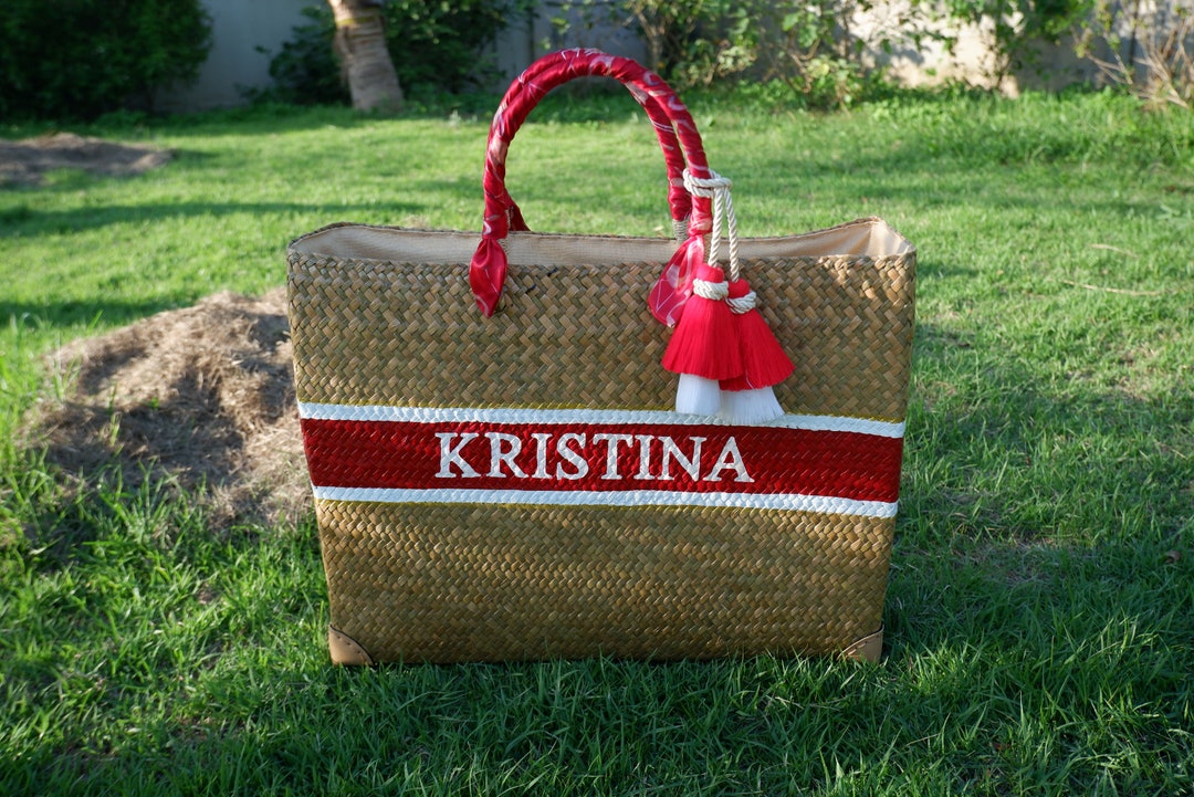 Straw Beach Tote Bag Personalized Large Gift Bags for Etsy