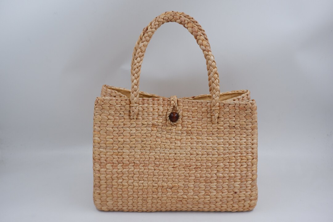 Woven Water Hyacinth Tote Bag: Beach or Summer Bag - Etsy