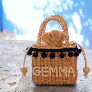 Monogram Straw Kids Purse: Personalized Mini Bag