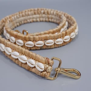 with D hook Handmade cowrie shell Crossbody Purse Strap length 46 inches