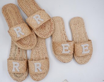 Personalized Bridal Sandals: Water Hyacinth Beach Wedding Footwear
