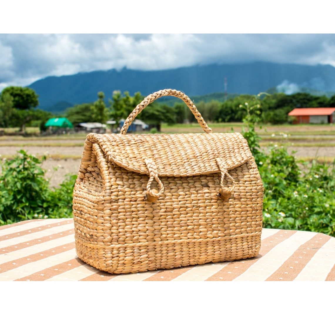 Large Beach Bag Straw Woven Basket Bag With Handle Hotel Etsy