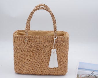 Free Tassel Seagrass Bag, Straw Beach Bag, Straw bag tote, Seagrass bag, Straw handbag, Wicker Bag, Fashion Gift, Women Fashion Gift