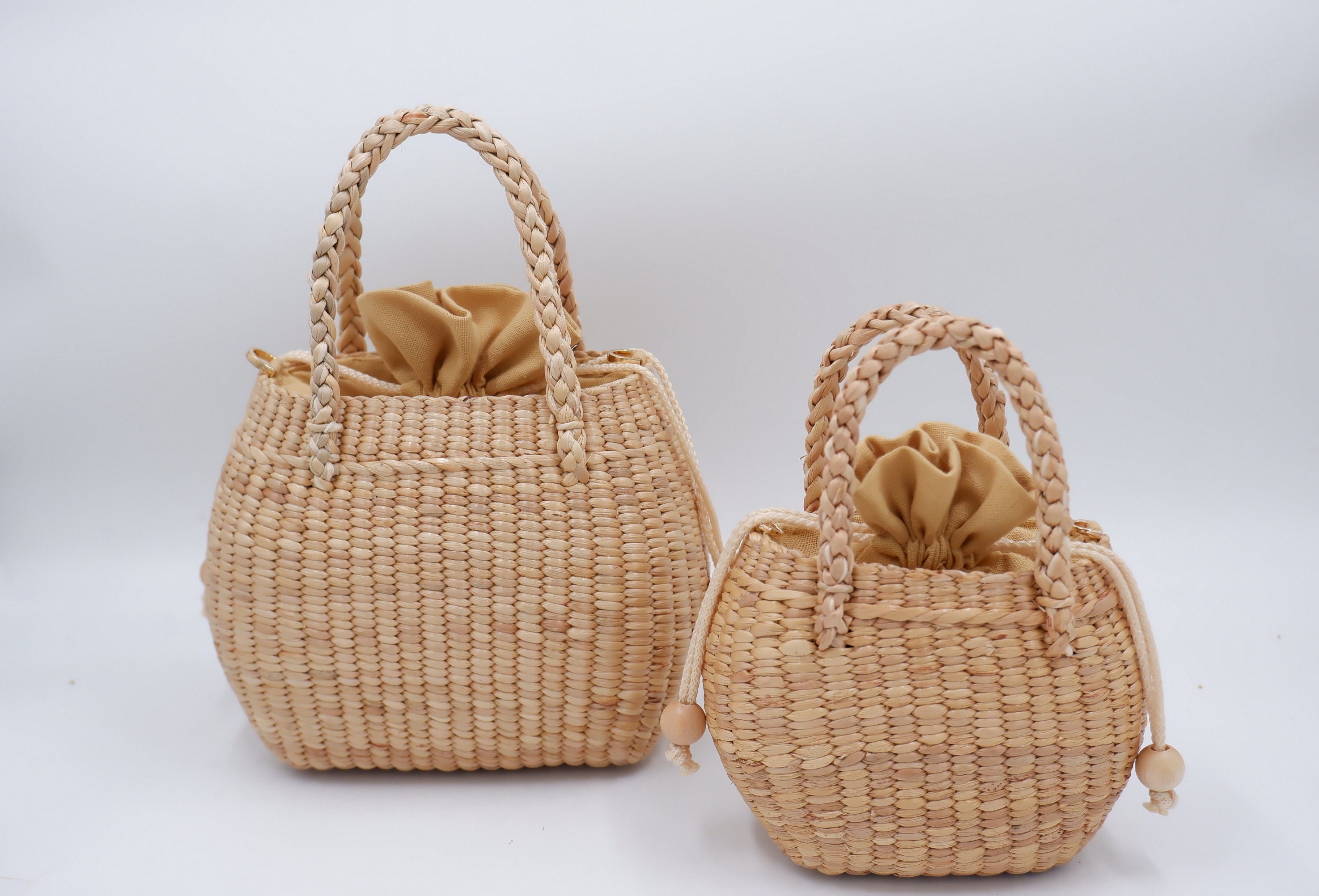 Mother Daughter Water Hyacinth Bag Set: Matching Handmade Bags - Etsy