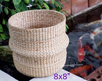 Woven Water Hyacinth Plant Basket: Indoor Planter, Flower Girl Basket