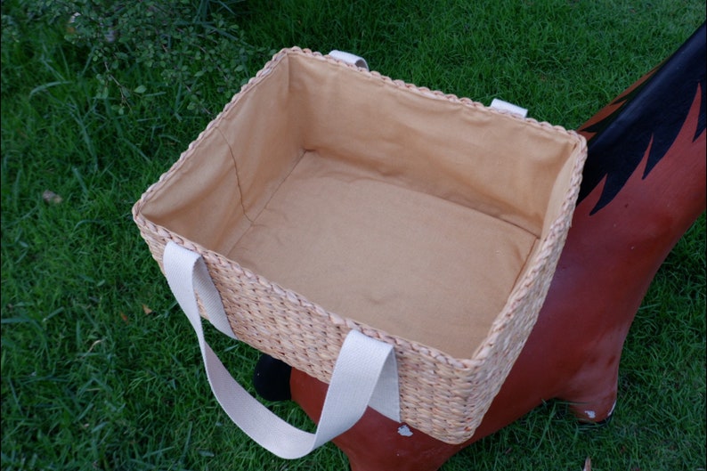 Large wicker tote, Picnic Basket, Seagrass Basket, Wicker Bag, Wicker Basket, Water hyacinth Storage Basket, Customized Storage Basket image 6