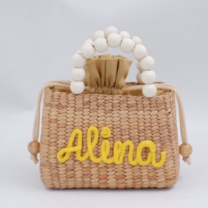 Monogram Kids Straw Purse: Personalized Mini Bag, Birthday Gift