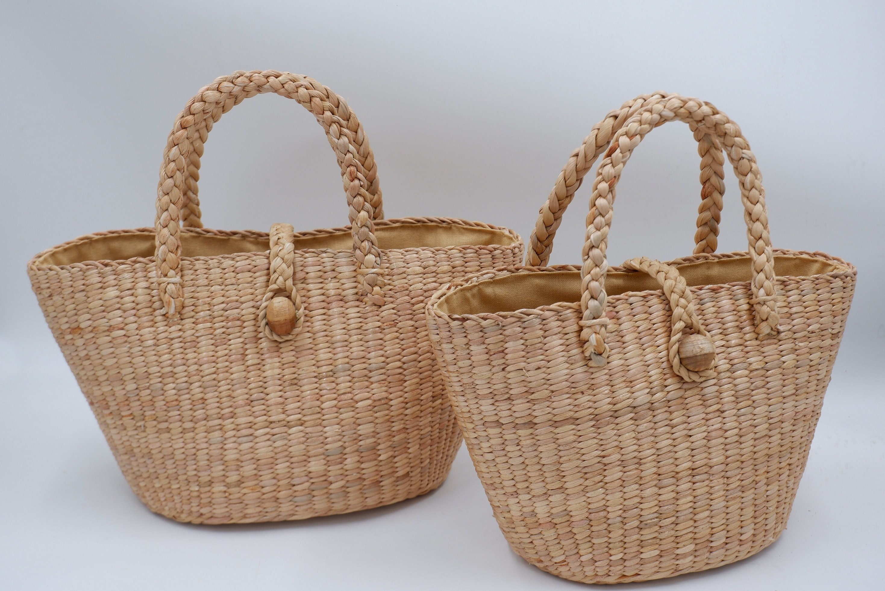 Handwoven Water Hyacinth Basket: Thai Market Tote Bag - Etsy