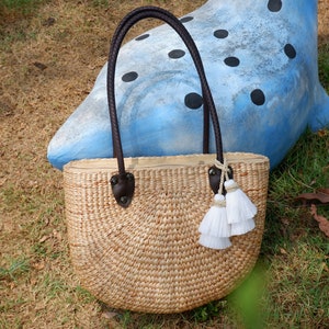 XL Water Hyacinth Straw Tote Bag: Woven Beach Bag With Zipper - Etsy