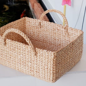 Custom basket, Large Square Storage Basket, Water hyacinth basket, Basket, Hyacinth basket, Hamper Basket, storage basket with handle