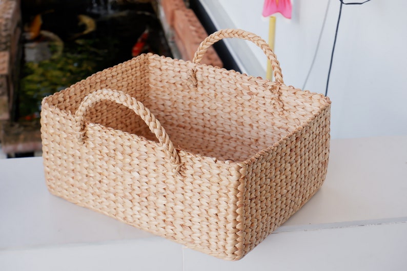 Custom basket, Large Square Storage Basket, Water hyacinth basket, Basket, Hyacinth basket, Hamper Basket, storage basket with handle