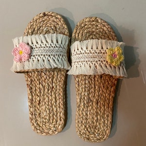 Beach Sandals, Bohemian Slippers, Bohemian Slippers, hotel slippers, Straw Sandals