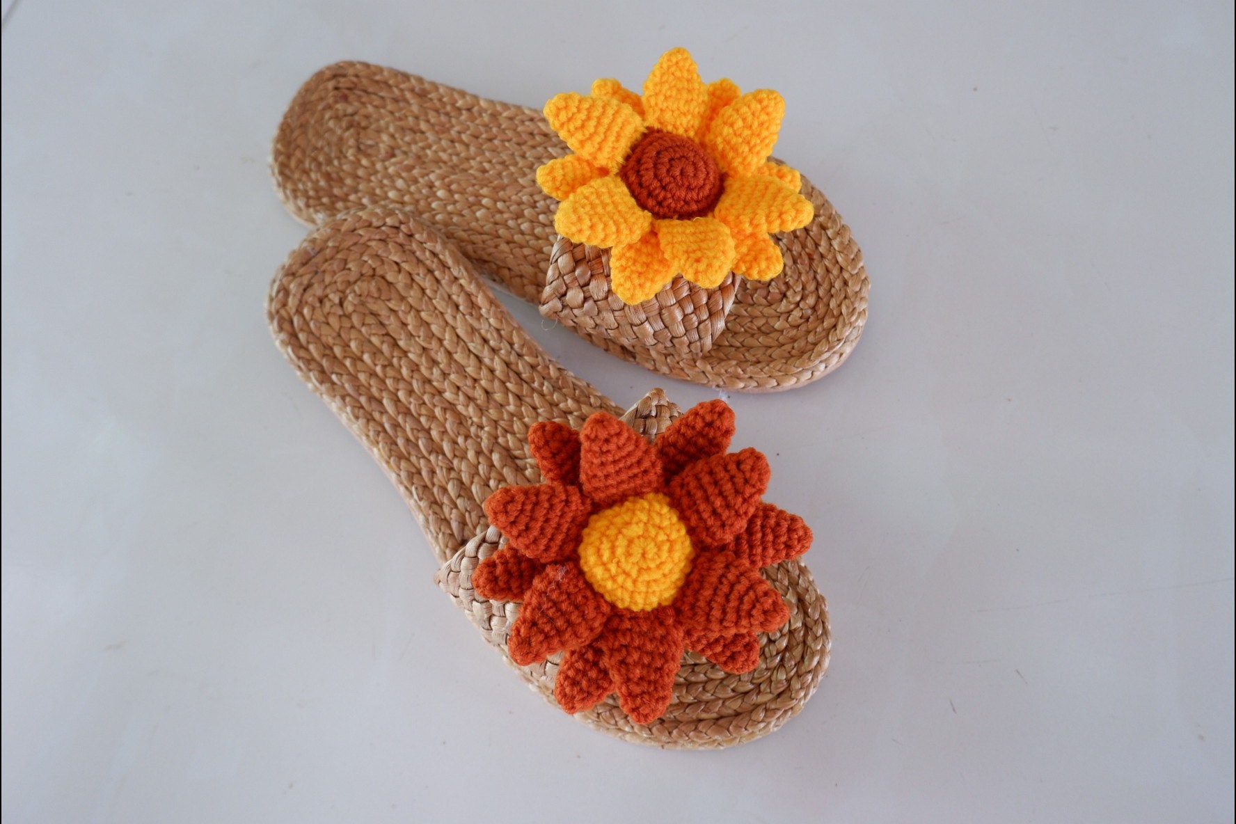 Water Hyacinth Sandals, Flower Crochet Sandals, Beach Sandals, Straw ...