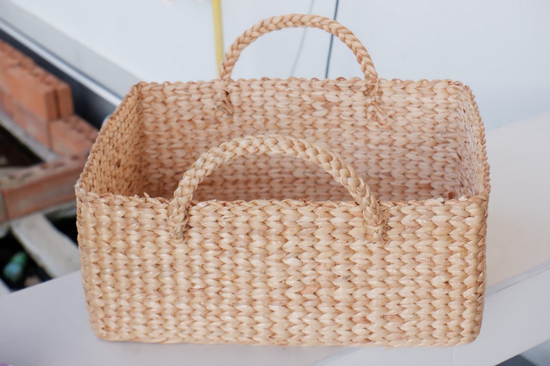 Custom basket, Large Square Storage Basket, Water hyacinth basket, Basket, Hyacinth basket, Hamper Basket, storage basket image 5