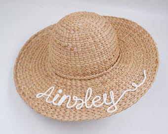 Personalized Kids Straw Beach Hat: Floppy Sun Hat