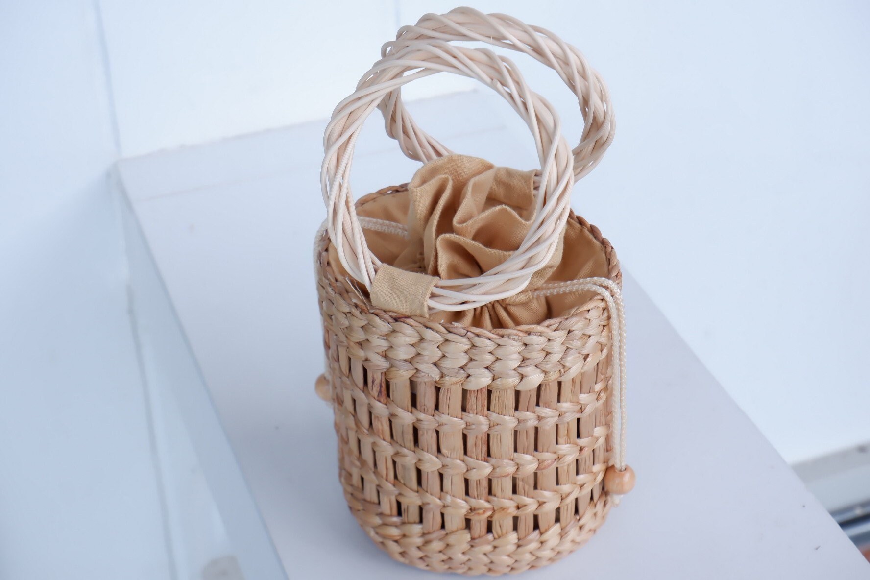 Handcrafted Water Hyacinth Bucket Bag: Woven Straw Beach Bag - Etsy