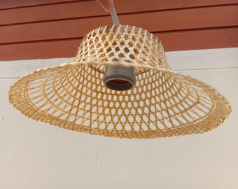 Handgemaakte bamboe hanglamp: geweven plafondlampenkap (L/XL)