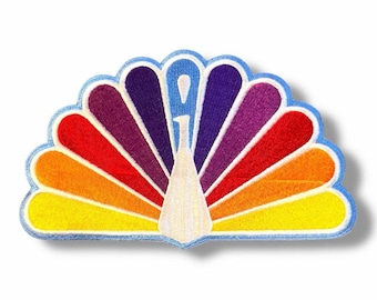 The ORIGINAL NBS Peacock (1962--1986) Embroidered Patch Large 10"x6" RARE Vtg