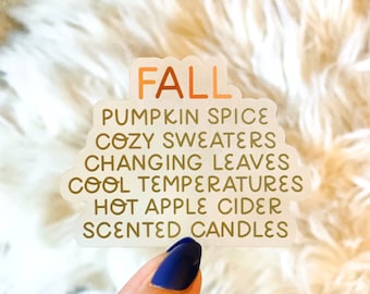 Fall Favorites clear sticker - waterproof, vinyl, die-cut sticker