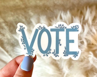 Vote Sticker - Blue Floral Pattern