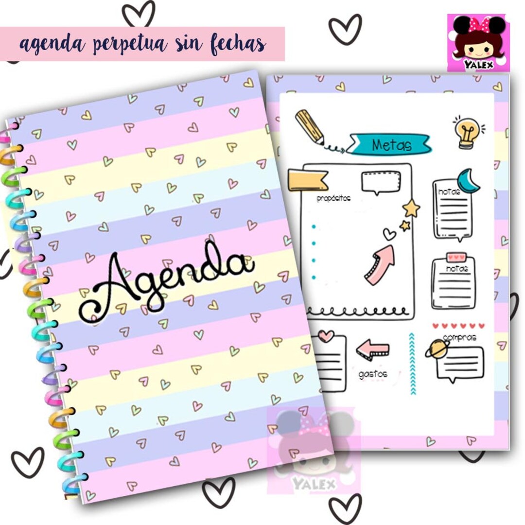 Agenda Perpetua Imprimible Agenda sin fechas Formato media carta ...