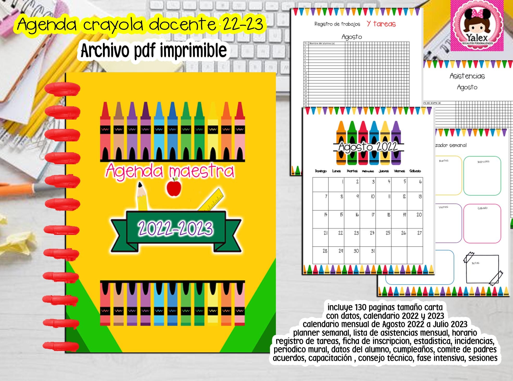 Agenda Docente Maestra 2022 2023 Crayolas Pdf Imprimible Carta - Etsy Israel