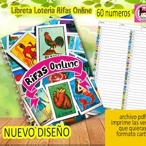 Mexikanisches Lotterie-Notizbuch, neues Design, 60 Zahlen, Loteria-Gewinnblatt – Notizen – Notizbuch – Seiten – zum Ausdrucken – (mexikanisches Bingo) PDF